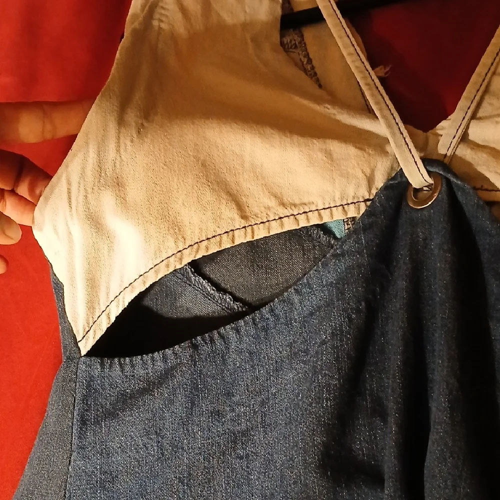 Free People Denim Patchwork Mini Dress - Picture 4 of 10